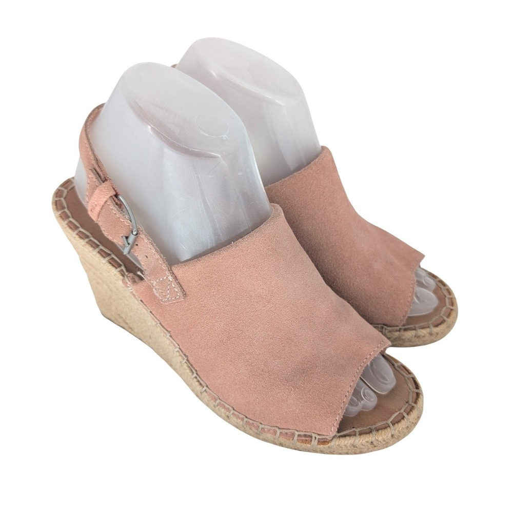 TOMS Monica Suede Wedge Slingback Sandal Womens 7.5 Pink Espadrille High Heel